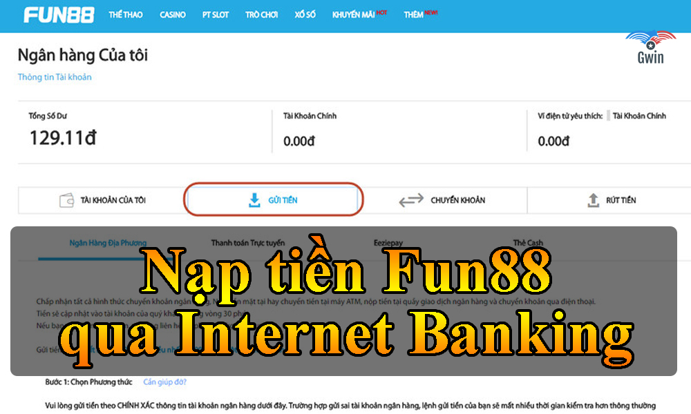 Nạp tiền Fun88 qua Internet Banking